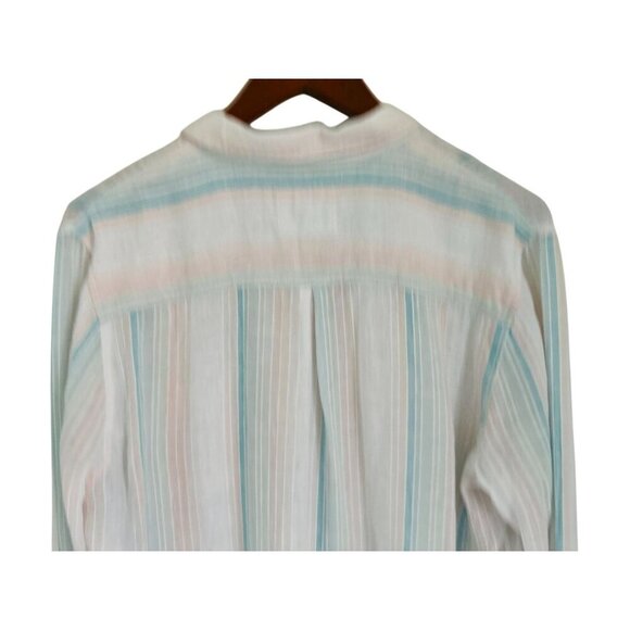 Rails Marbella Linen Blend Stripe Button Down Shirt Large - Picture 8 of 12